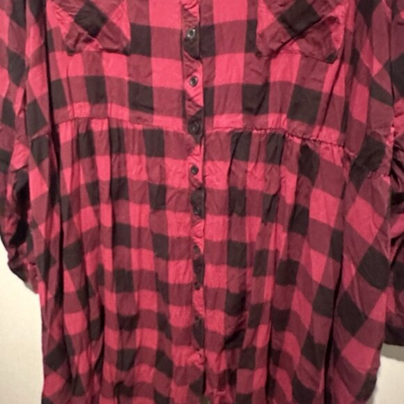 Torrid Babydoll Button Up Top Women 4X Buffalo Plaid Grunge Preppy Academia - Picture 5 of 9